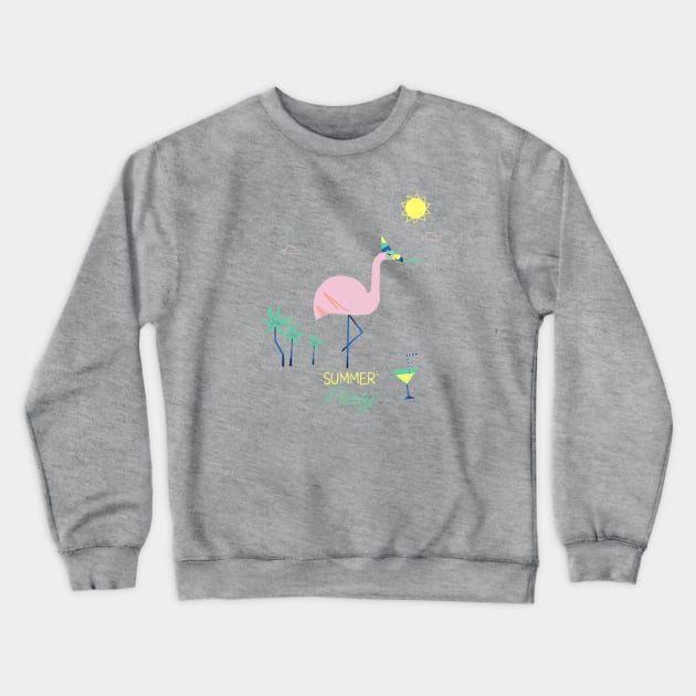 Cocktail Flamingo Crewneck Sweatshirt by BabyKarot